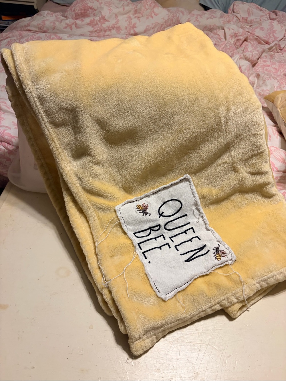 Rae Dunn Yellow Plush 'Queen Bee' Throw Blanket